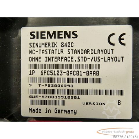 Siemens 6FC5103-0AC01-0AA0 CNC- Volltastatur