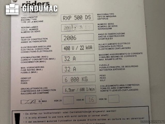 Vertikalt maskinering senter RÖDERS RPX 500