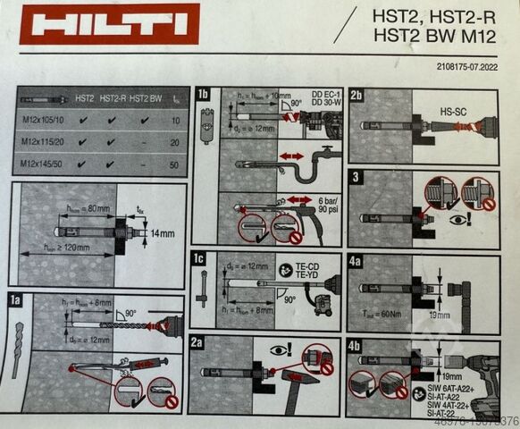 Дюбелен анкер за тежкотоварен бетон HILTI M12 Bolzenanker