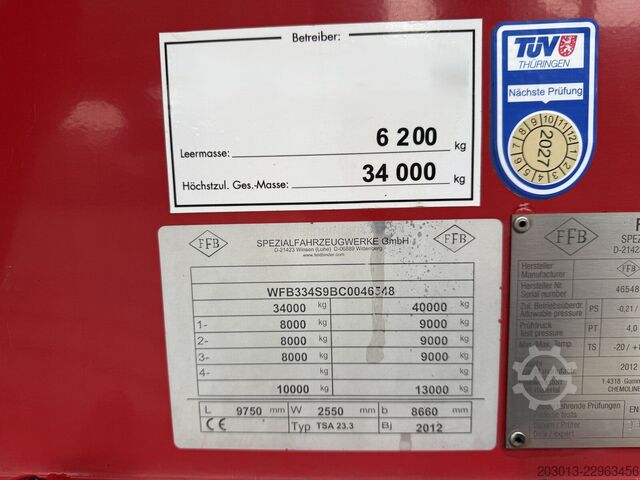 Semirreboque silo FELDBINDER FFB TSA 23.3-1 Silo - Chemie, gummiert ADR FL AT
