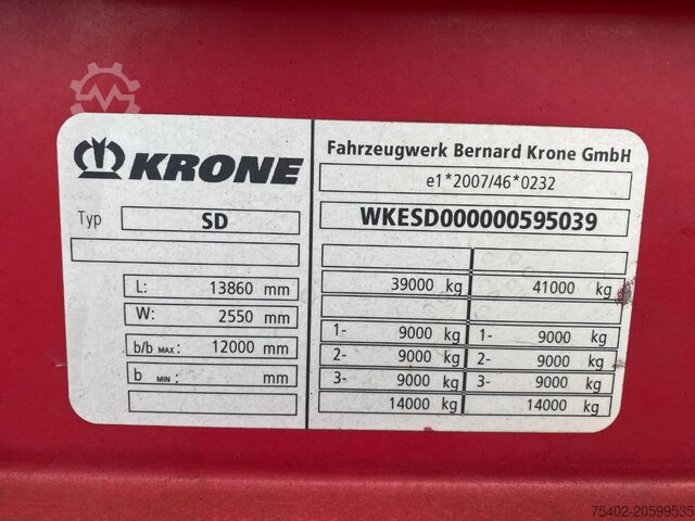 Curtain sided Krone SD / Tautliner / BPW + Disc / Huckepack