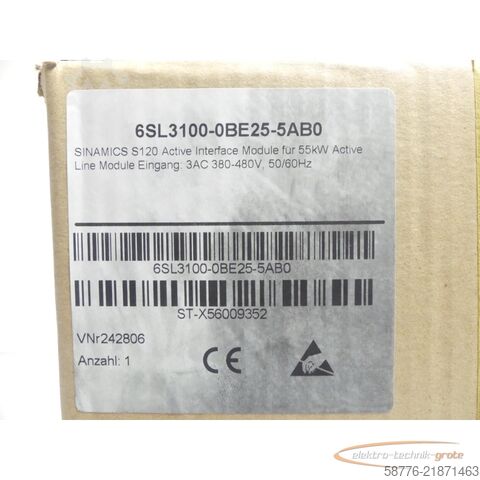 Komponente Siemens 6SL3100-0BE25-5AB0 SNST-X56009352 - generalüberh. + 24 Monate Gewährl.