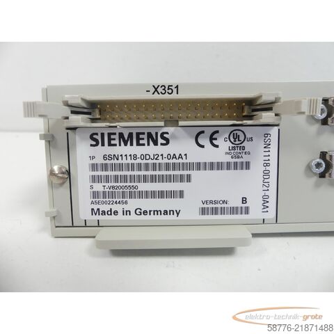 Komponens Siemens 6SN1118-0DJ21-0AA1 Regelungseinschub SIMODRIVE Version B SN:T-V82005550