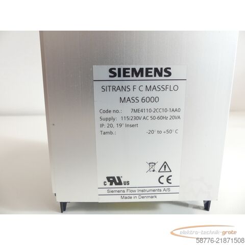 अवयव Siemens 7ME4110-2CC10-1AA0 SITRANS F C MASS 6000 SN 095819N256 -neuwertig!-
