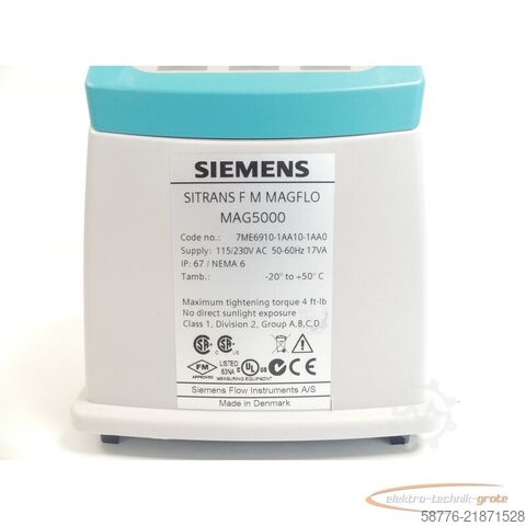 Componente Siemens 7ME6910-1AA10-1AA0 SITRANS F M MAG 5000 SN 148319N178 -!-