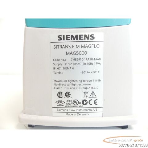 Componente Siemens 7ME6910-1AA10-1AA0 SITRANS F M MAG 5000 SN 649219N467 -!-