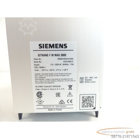 Componente Siemens 7ME6910-2CA10-1AA0 SITRANS F M MAG 5000 SN: N1S1250013 -!-
