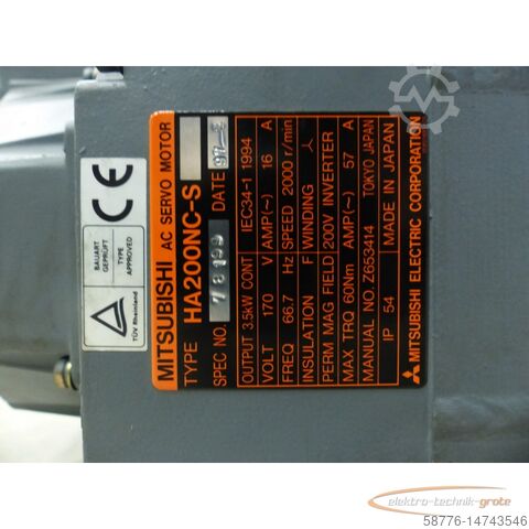 Mitsubishi engine Mitsubishi HA200NC-S SN 78199 + Encoder OSA104 SN J4AVP3X9804 ungebr.