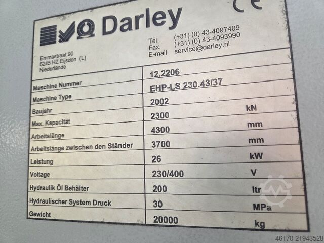 Mesin penekan tekukan DARLEY EHP LS 230 43 37