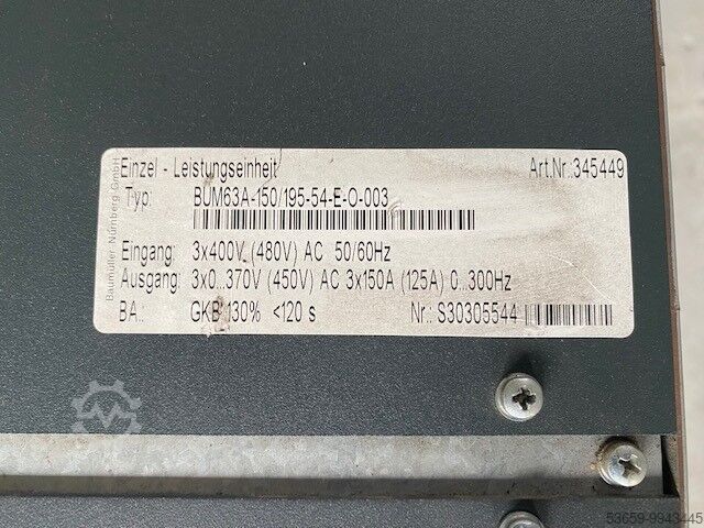 その他 Baumüller Nürnberg Baumüller Frequenzumrichter 55-88 kW, BUM63A-150 / 6443081 / 345449