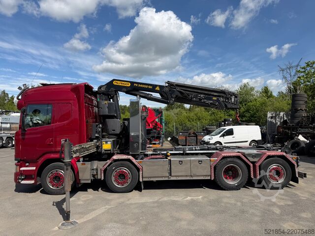 Innenlader Scania G490 8x2*6, Hooklift + Crane PK34002, 2015