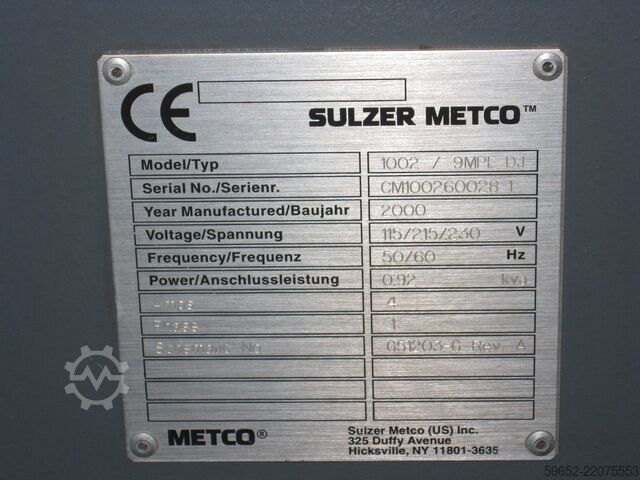 Sistema de recubrimiento HVOF DJCE Oerlikon Sulzer Metco HVOF DJCE
