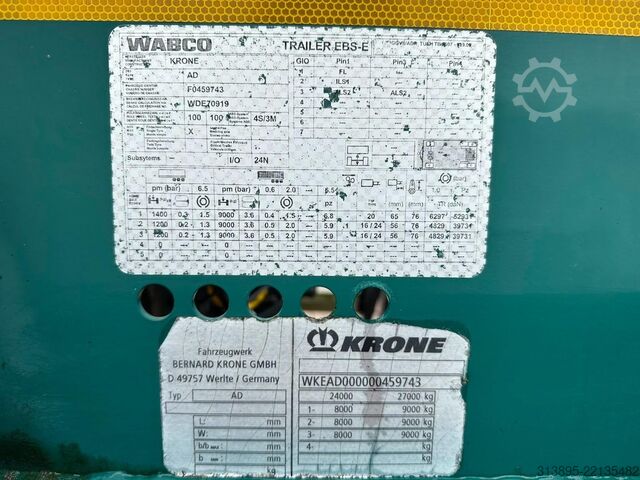 BDF 시스템 Krone AD, 20 Ft Container, Lift-Axle, Perfect !!!