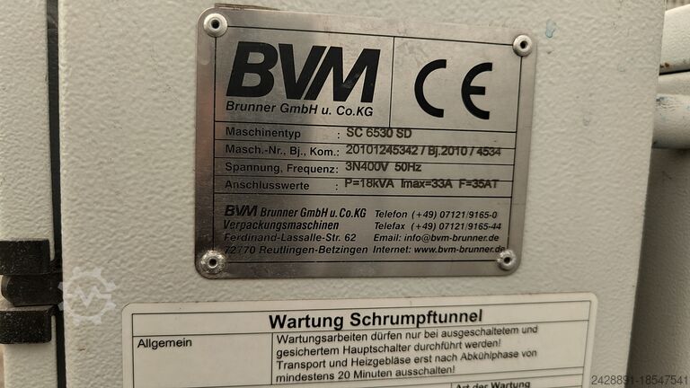 خط التعبئة والتغليف والانكماش BVM Brunner BM 6030 W, SC 6530 SD