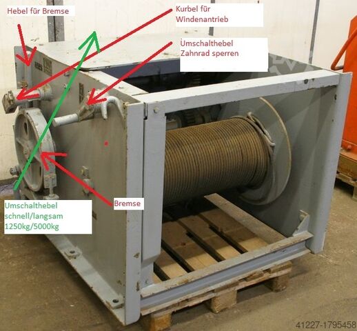 Cable winch 5,000 kg Schies-Defries Handbetätigt