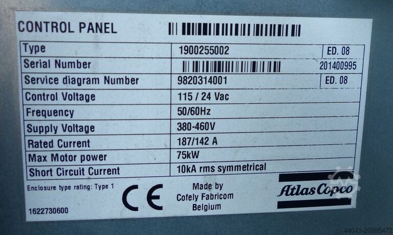 Compresor de tornillo GA75VSD Atlas Copco GA75VSD
