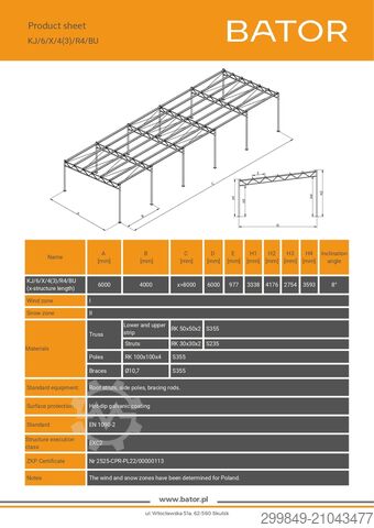 6x24 Struktur baja galvanis untuk gudang BATOR Konstrukcja stalowa
