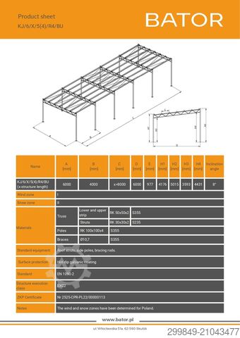 6x24 Struktur baja galvanis untuk gudang BATOR Konstrukcja stalowa