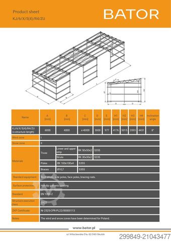 6x24 Struktur baja galvanis untuk gudang BATOR Konstrukcja stalowa