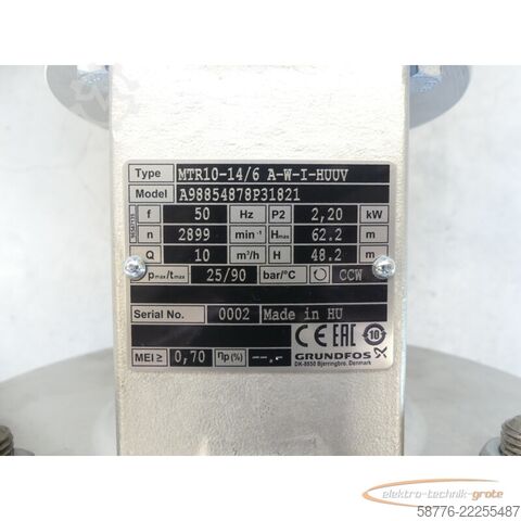 Komponentas Grundfos MTR10-14/6 A-W-I-HUUV Pumpe mit MG90LC2-24FT115-H3 --