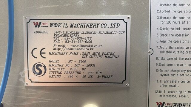 Fustellatrice WOOKIL MEGACUT MC-2500 WOOKIL MC-2500
