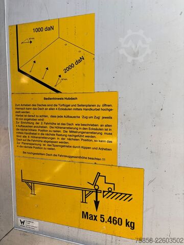 Caja intercambiable con toldo Wecon Jumbo XXL Innen 3090 mm Hubdach Verzinkt