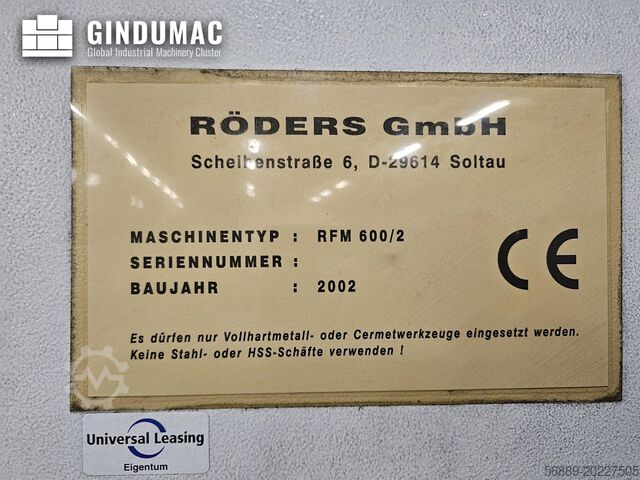 (Vertical) des centres d’usinage RÖDERS RFM 600/2