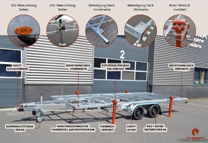 Vlemmix TH660 DETACHABLE TRAILER | TRIDEM 660X244CM 3500KG WECHSELPRITSCHE ANHÄNGER