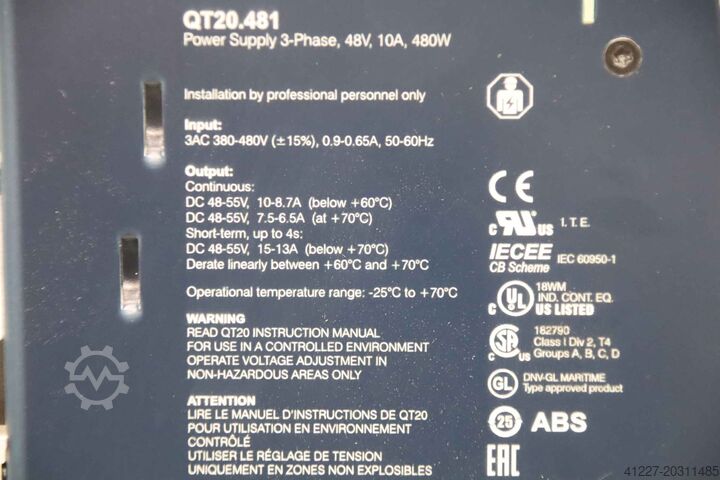 Alimentation électrique pour rail DIN Puls XT20.481