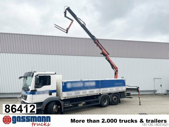 LKW mit Pritsche (offen) MAN TGM 26.340 6X2-4 LL, Lenk-/Liftachse, Heckkran