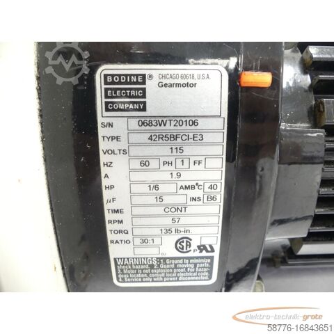 モーター Bodine 42R5BFCI-E3 Getriebemotor SN: 0683WT20106