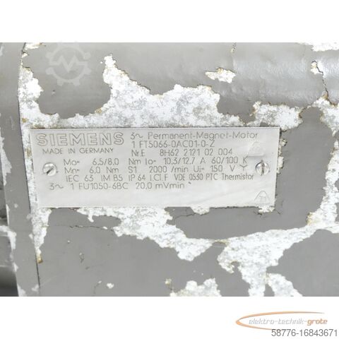 Двигатель Siemens Siemens 1FT5066-0AC71-0 - Z Permanent-Magnet-Motor SN:E8H62212102004