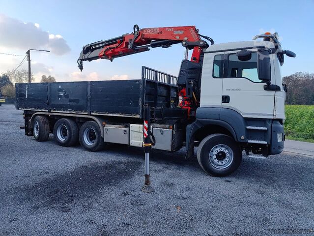 Tippbíll með krana MAN Tridem 8x4 Euro6 Kipper Kraan Fassi F365