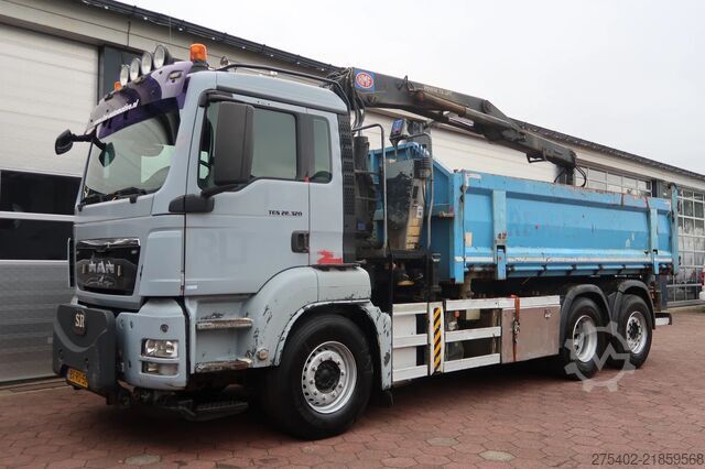 טיפר עם מנוף MAN TGS 26.320 6X2-4/ HMF 1643 Z CRANE/