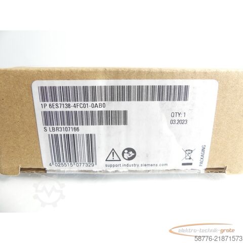 Komponens Siemens Simatic 6ES7138-4FC01-0AB0 PROFIsafe SN: LBR3107166 E-Stand: 4 -neu -