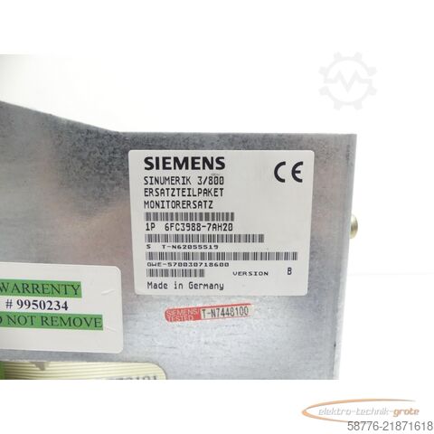 コンポーネント Siemens SINUMERIK 6FC3988-7AH20 Monitor Version: B SN: T-N62055519