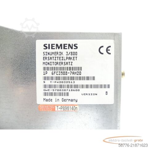 コンポーネント Siemens SINUMERIK 6FC3988-7AH20 Monitor Version: B SN: T-P42032513