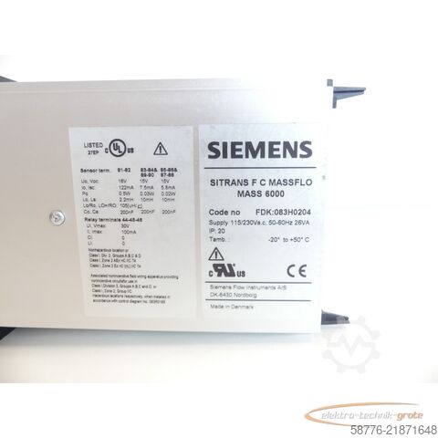 Componente Siemens SITRANS F C MASS 6000 FDK:083H0204 SN 134335N324