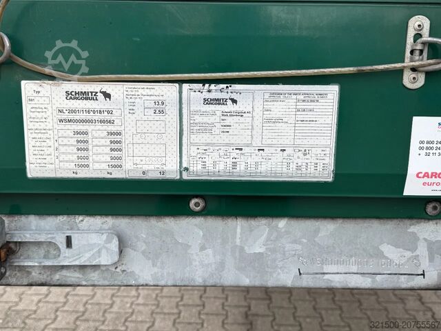 Συρόμενοι μουσαμάδες Schmitz Cargobull Schuifzeil -Dak / Coil 9mtr / Rotos DISC / Apk!