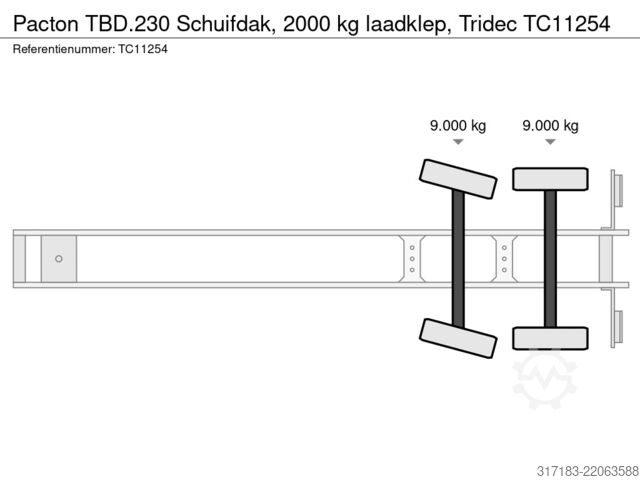 Presenninger, der kan skubbes Pacton TBD.230 Schuifdak, 2000 kg laadklep, Tridec