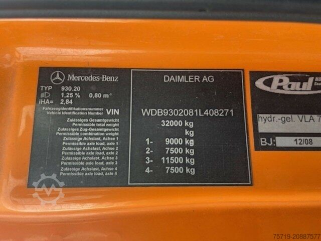 Camion à ordures Mercedes-Benz 2541 8x2 Actros HN-Schörling/Hiab Kran/Altglas