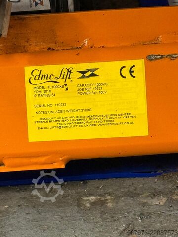 Table élévatrice à ciseaux Edmolift UK Limited TL1000XB Hydraulic Scissor Lift