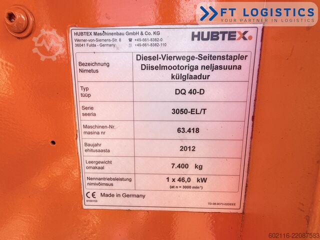 четирипосочен мотокар Hubtex DQ40D DIESEL TRIPLEX 6500 FREE-LIFT TOP1