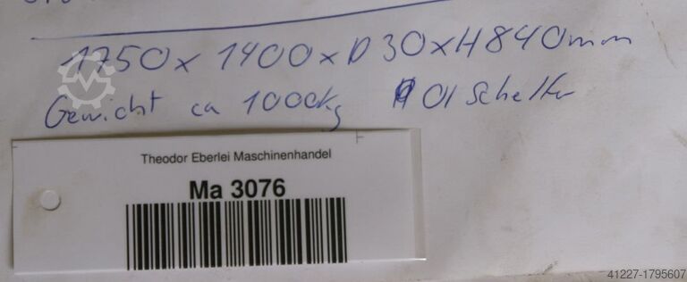 Aufspannplatte Stahl Abmessungen 1750/1400/H840 mm