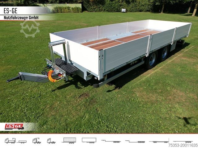 Remolque con plataforma de trabajo ES-GE Tandem-Anhänger Bordwände, CV, Rungen