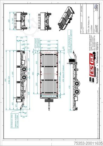 Remorcă cu platformă de lucru ES-GE Tandem-Anhänger Bordwände, CV, Rungen