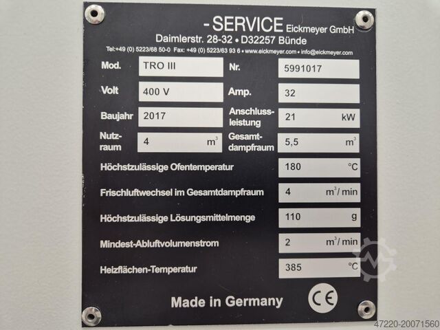Elektrische recirculatie-lucht droger 180°C Eickmeyer TRO III nach DIN 1539