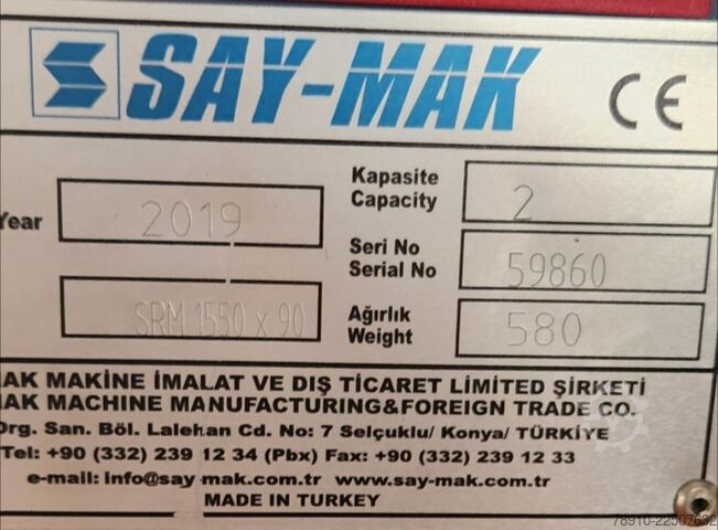 μηχανή κύλισης λαμαρίνας SAY-MAK SRM 1550 x 90