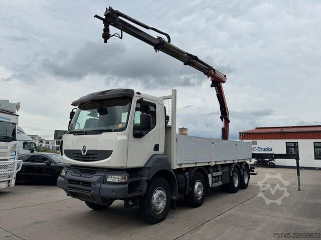 รถบรรทุกกระบะพื้นเรียบ RENAULT KERAX 460 * PRITSCHE * HMF KRAN 10,2N M *8 X 4*