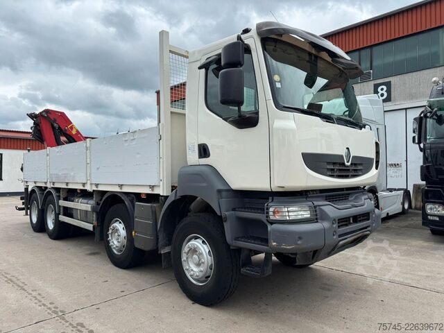 รถบรรทุกกระบะพื้นเรียบ RENAULT KERAX 460 * PRITSCHE * HMF KRAN 10,2N M *8 X 4*